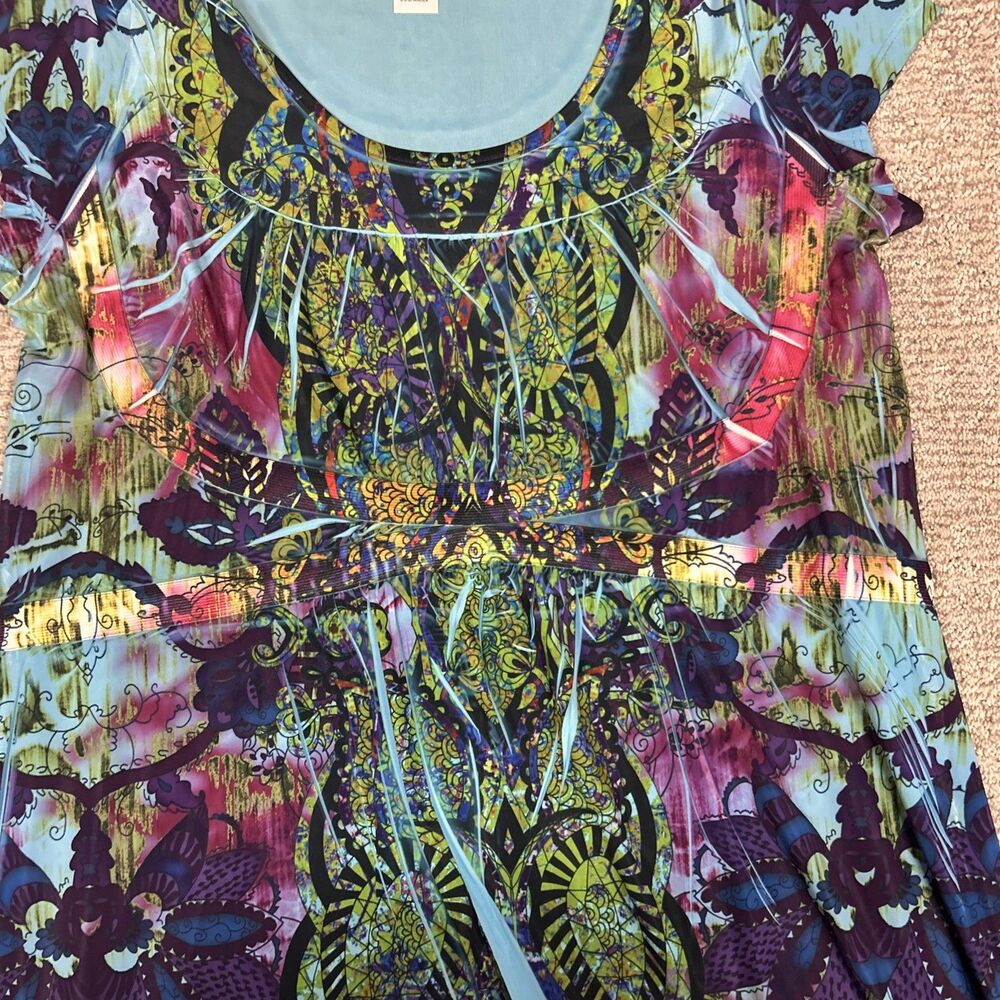 The Pyramid Collection Maxi Dress Womens XL Blue Purple Stretch Long USA Y2K - Picture 6 of 7